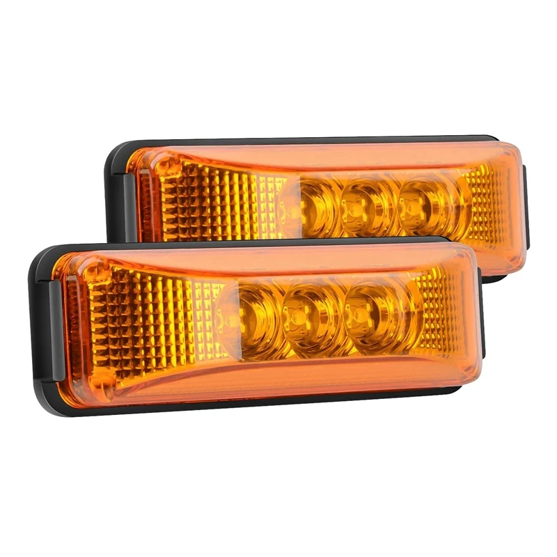 2PCS 24V 3.9Inch 3 LED Truck Trailer Light Front Rear LED Side Marker Lights Clearance Indicator Lamp Waterproof