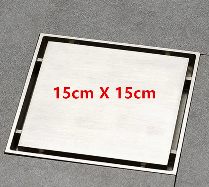 15CM Brass Shower Drain Bathroom Floor Drain Square Bathroom Shower-Floor-Drain Tile Insert Chrome/antique bronze /Brushed N