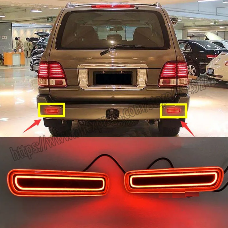 Fit for toyota LEXUS LX470 1998-2007 2PCS LED Rear Bumper Reflector Brake Tail Light Lamps