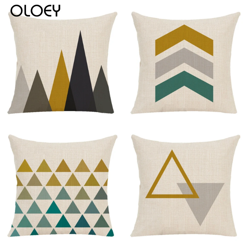 

Nordic Geometric Cotton Linen Cushion Cover Sofa Square Decorative Pillow Case for Seat Home Decoration 45X45CM Fundas De Cojin