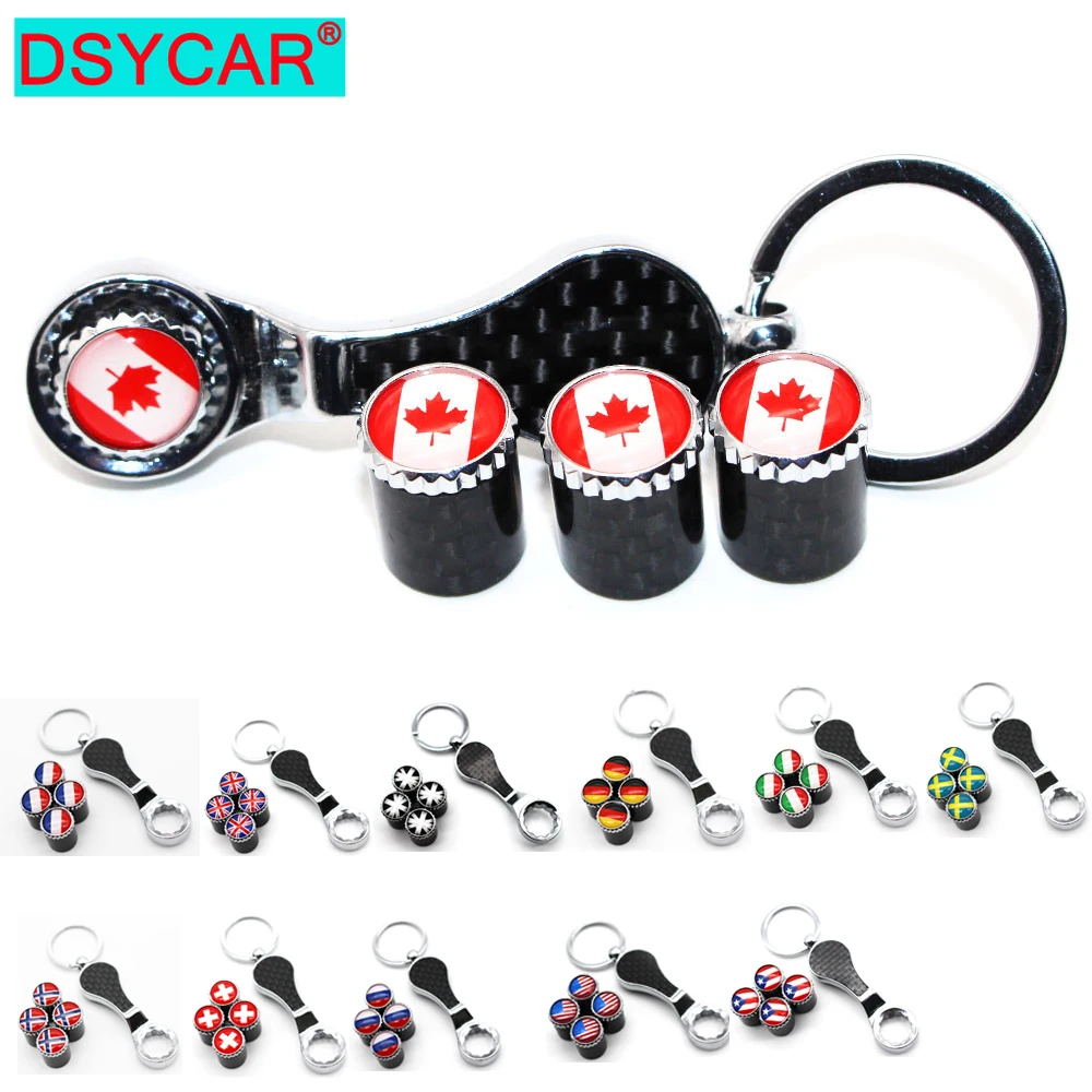 

DSYCAR 1 комплект колпачки на воздушные клапаны автомобильных колес с гаечным ключом брелок углеродное волокно + медная система пылезащитный чехол автомобильные аксессуары