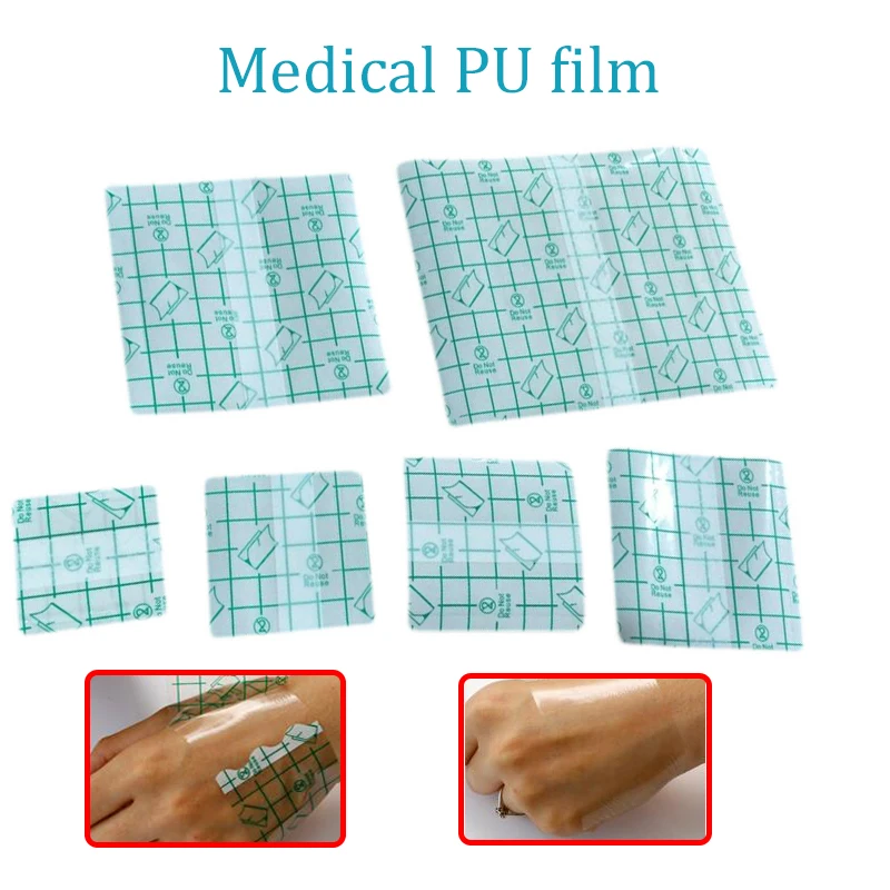 100 Pieces Waterproof Transparent Medical PU Film Adhesive Plaster Anti-allergic Wound Dressing Fixation Tape PU Membrane