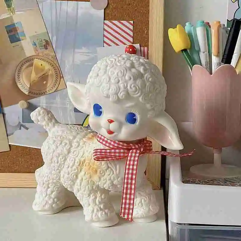 Retro klassische Gummi Schaf Puppe süße Mädchen Schatz Stimme Tier Geschenk Modell Lamm statische Schreibtisch Zimmer Wohnaccessoires Ornamente – Detail 5