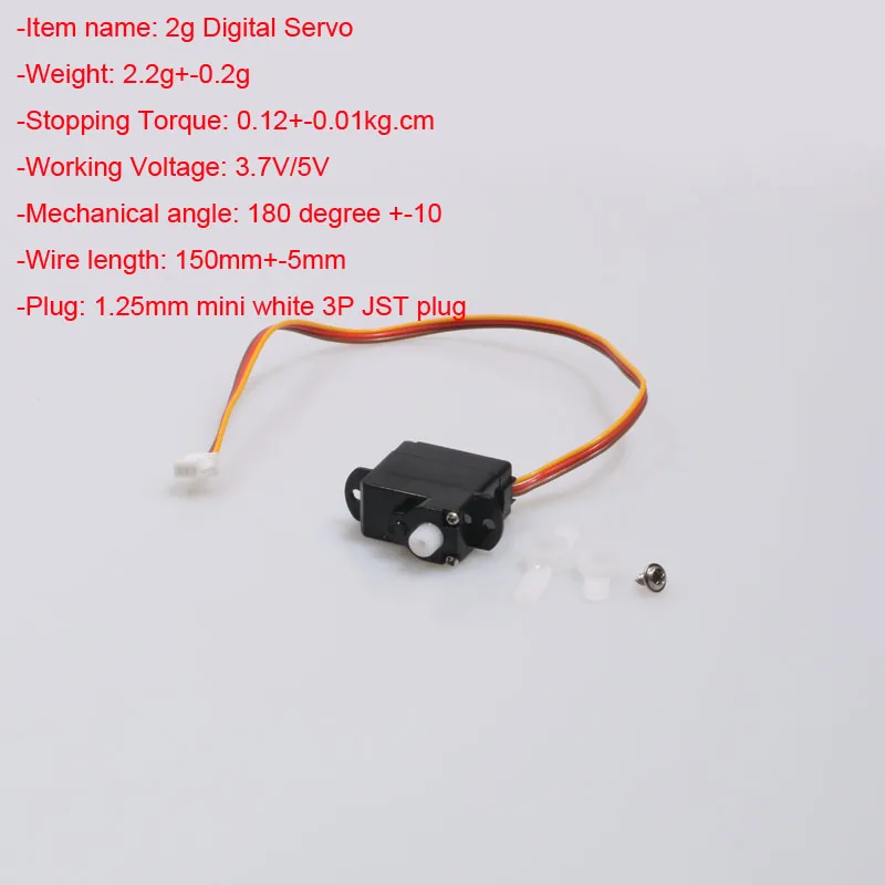 4PCS 2g Servo digitale Mini sterzo 3.7V/5V con spina JST per telecamera per aeromobili RC PTZ parti di regolazione del controllo dello sterzo