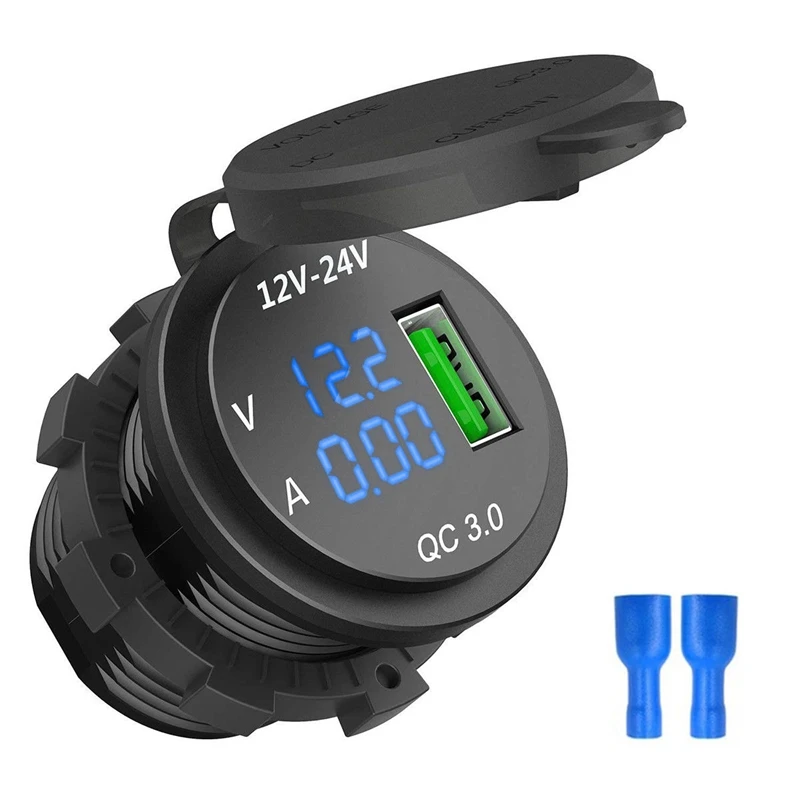 12V / 24V Fast Charging 3.0 Car Cigarette Lighter Socket Usb Charger Led Voltmeter Ammeter