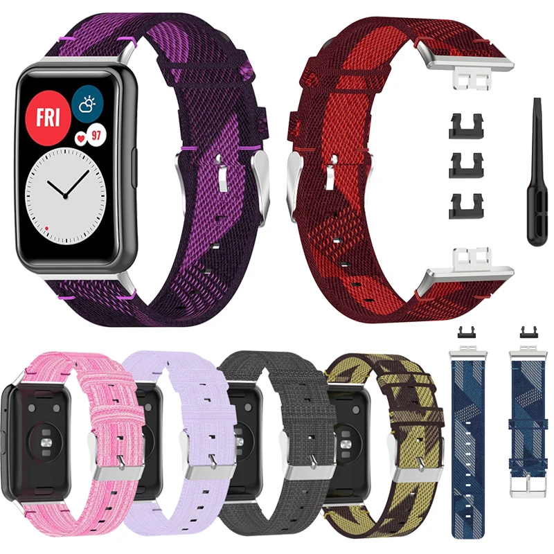 손목 스트랩 화웨이 시계 맞춤 액세서리 교체 나일론 캔버스 조절 가능한 손목 밴드 화웨이 맞춤 팔찌 루프 스트랩