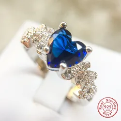 Romantico 2 Colori Autentico argento 100% Anello di colore del Cuore di Amore Anello Originale Dei Monili di Cerimonia Nuziale del Regalo Per La Madre