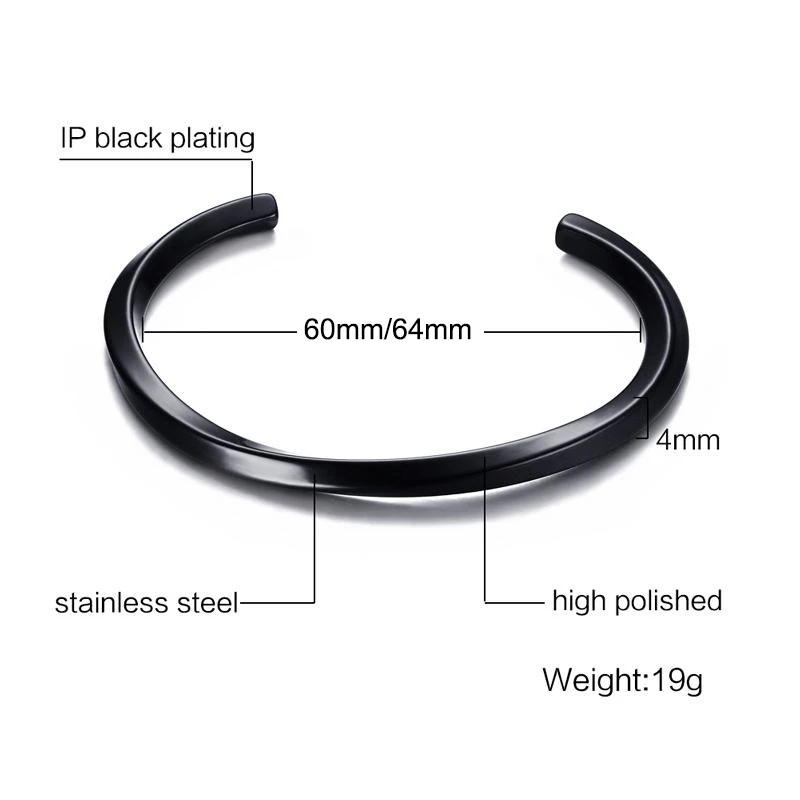 Vnox Stylish Mobius Bangle for Men Women Antique Stainless Steel Minimalist Twisted Metal Adjustable Casual Cuff Bracelet