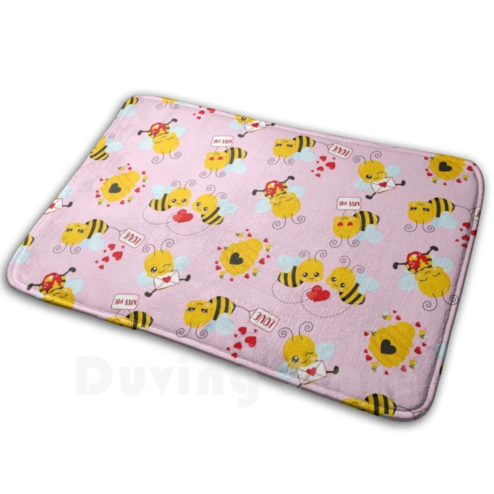 Love Bee Neck Gaiter Pink Bee Love Neck Gator Soft Non-Slip Mat Rug 3168 Carpet Cushion Bee Bee Hive Bee Lover Bee Bee