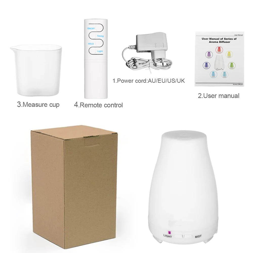 110-220V Ultrasonic Air Humidifier Remote Control Aroma Essential Oil Diffuser 200ml Aromatherapy Cool Mist Maker For Home SPA