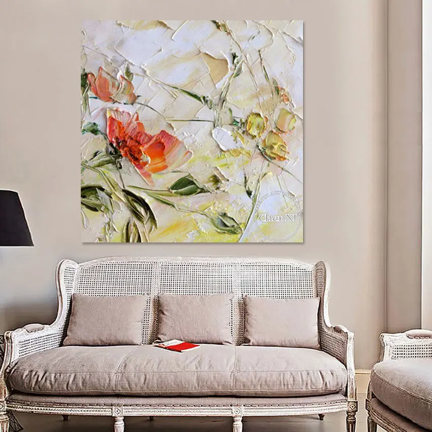 

Handmade Beautiful Flower Painting Style, Wall Art, Canvas Painting for the Classroom, Corridor Decor, No Framed, High Quality