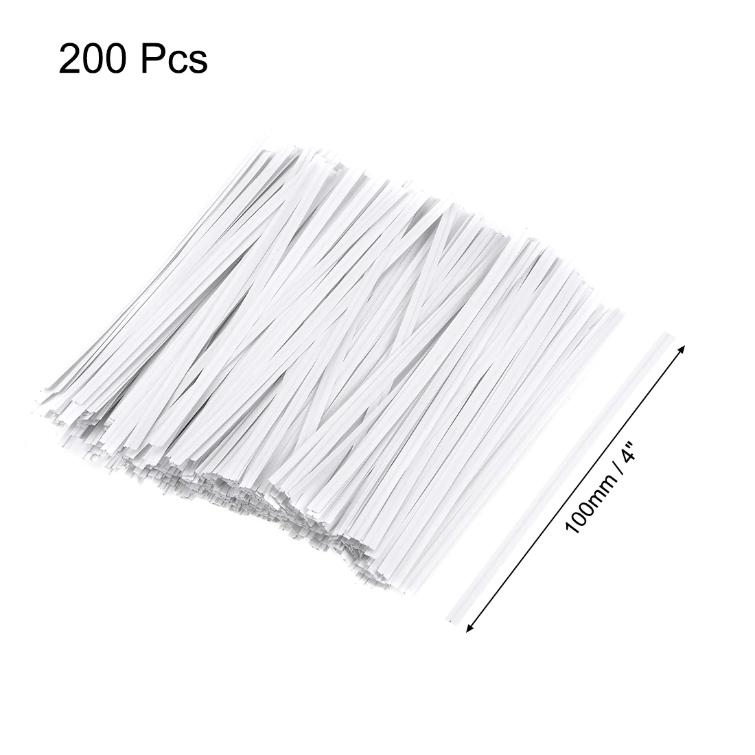 uxcell 200pcs Long Strong Paper Twist Ties 4 Inches Quality Tie for Tying Gift Bags Art Craft Ties Manage Cords White