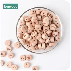 Bopoobo 10pc Wooden English Alphabet Beads Letter BPA Free Food Grade Material For DIY Baby Teething Necklace Baby Teether Beads