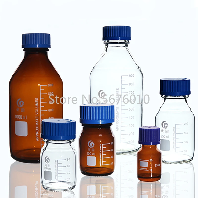 

1 Lot Lab Transparent Brown Screw Cap Reagent Bottle Amber Sealed Bottle Glass Laboratory Sample Bottle