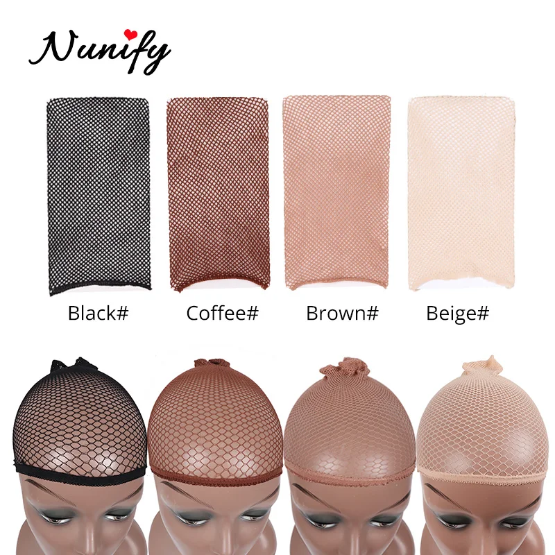 Nunify 2 Pieces/Pack Wig Cap Hair Mesh Wig Hair Nets Wig Liner Hairnets Snood Glueless Dome Wig Cap Stretchable Elastic Hair Net