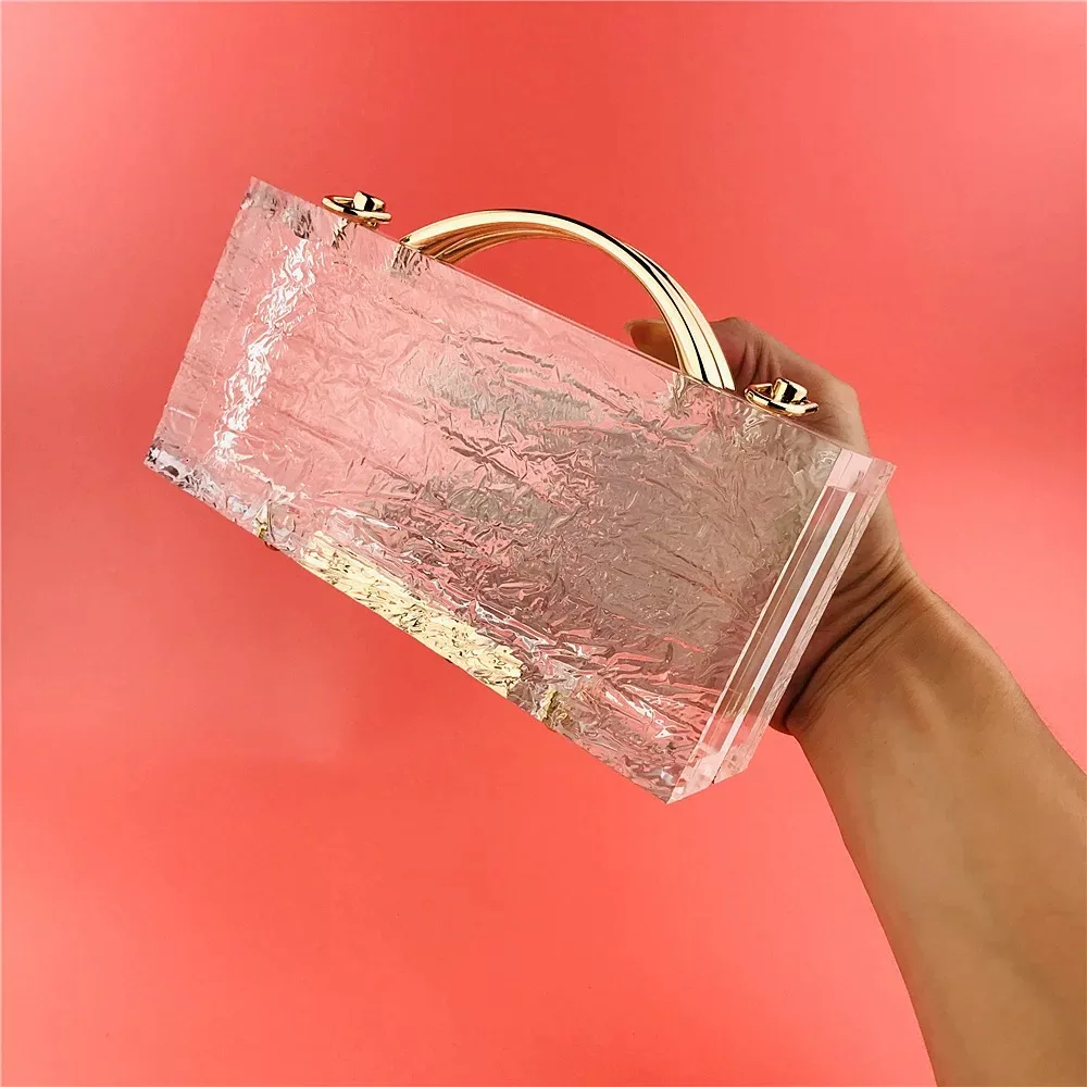 Transparent totes bag Clear acrylic PVC plastic box bag women vintage retro evening party handbag summer bag