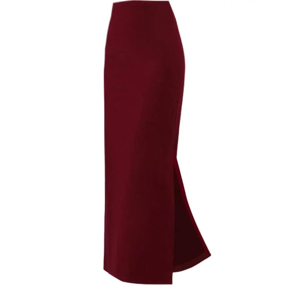 

New Arrivals Winter Thick Wool Long Skirts For Women High Waist Casual Split Woolen Slim Pencil Skirt