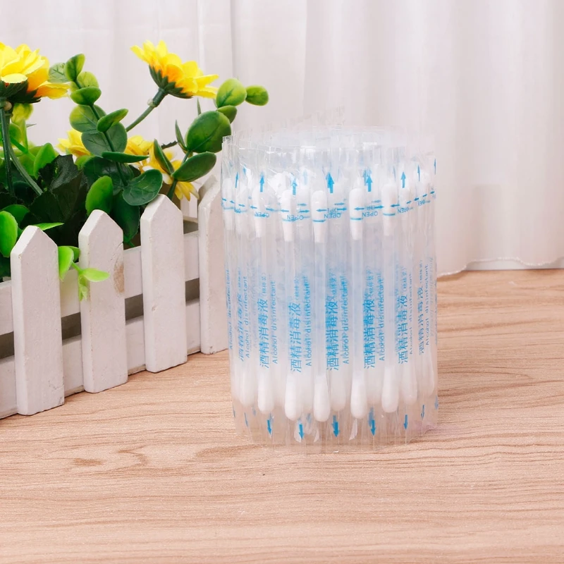 50pcs Disposable Medical Alcohol Stick Disinfected Cotton Swab Care Tool Aid Kit G99E