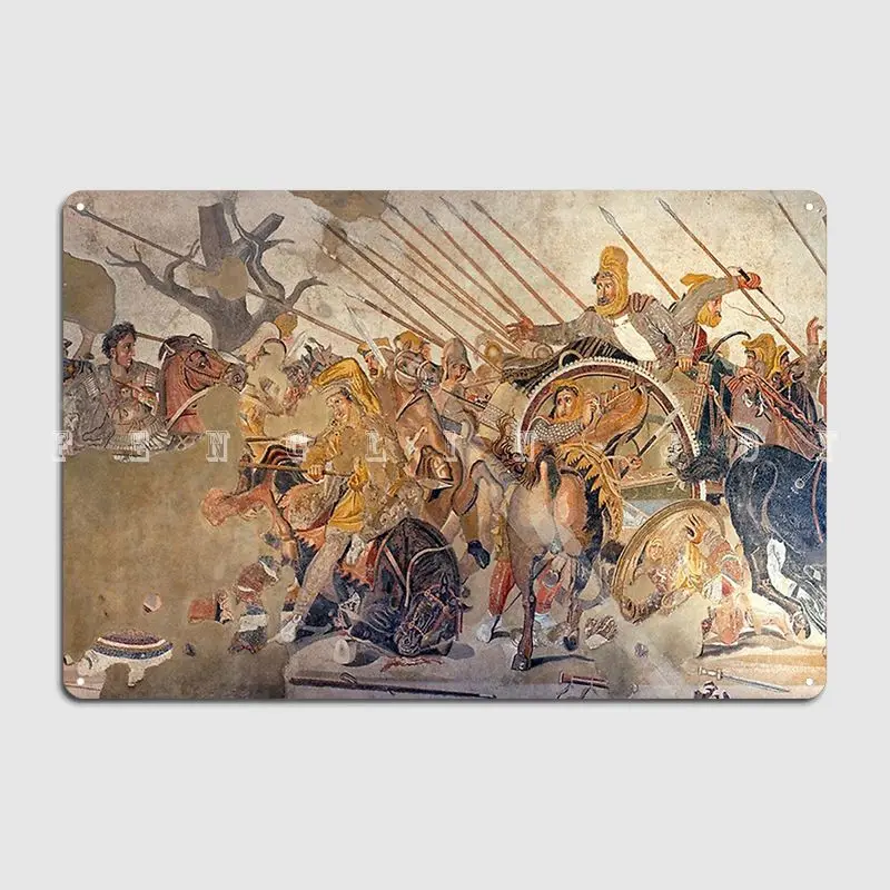 Battle Of Alexander The Great And Darius Iii Mosaic Poster Metal Plaque Garage Club Wall Decor Design Tin Sign Poster