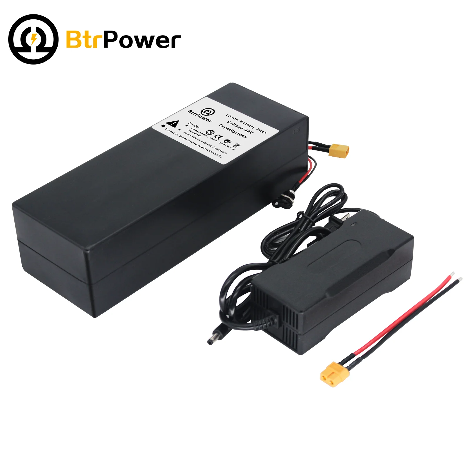 

Rechargeable Battery 48V 10Ah External 18650 Battery Pack for Ebike Motor with 30A BMS and Charger