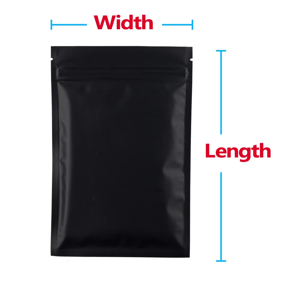 100pcs Matte Black Blue White Smell Proof Zip Lock Mylar Bags Flat Pouches Aluminum Foil Mylar Storage Packaging Plastic Bag