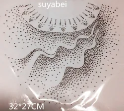 Big wave neckline sticker hotfix rhinestones motif heat transfer iron on design iron on rhinestone motifs for shirt