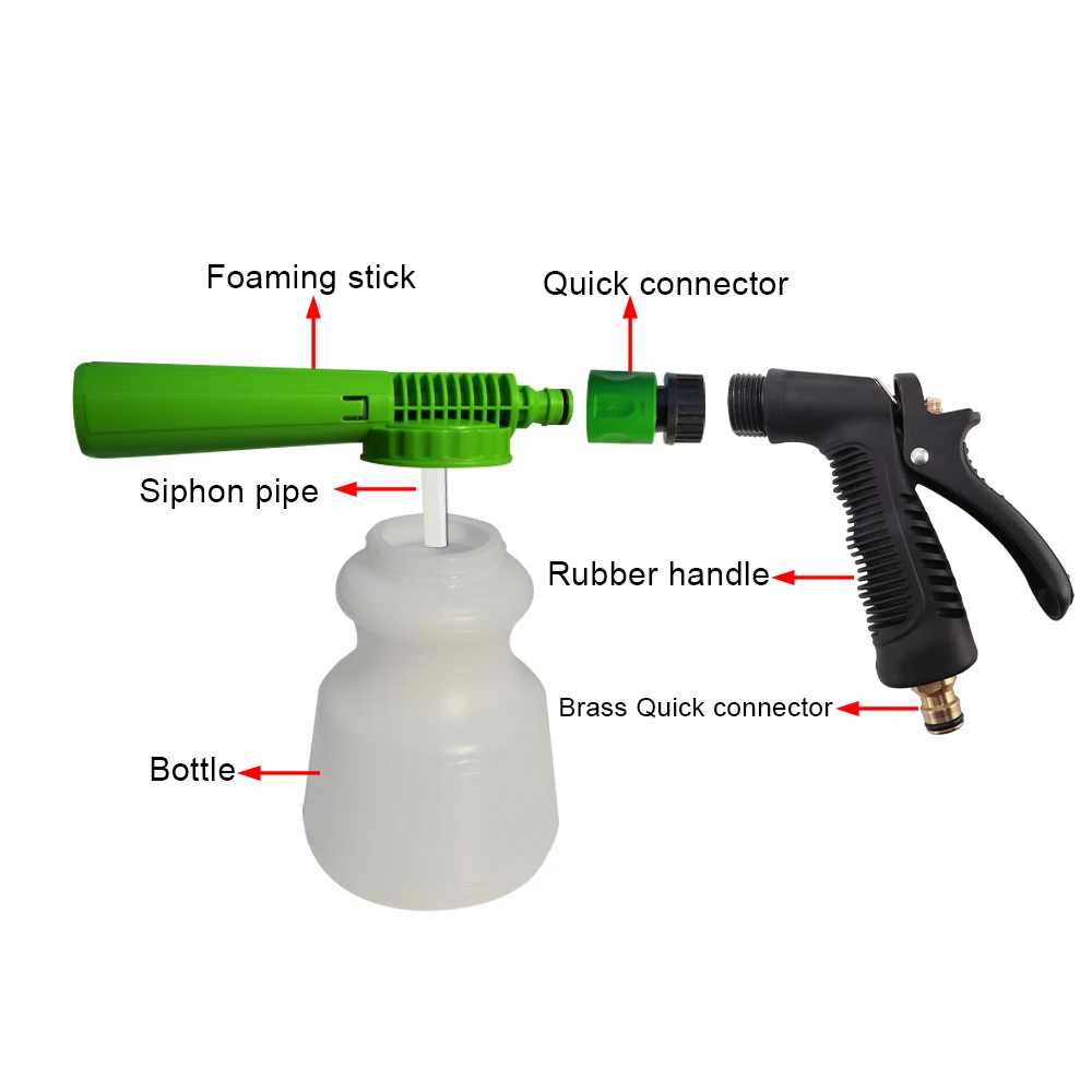 Low Pressure Carwash Foam Gun Foam Cannon Snow Foam Lance Foam Nozzle Water Hose Foam Gun 1L Bottle