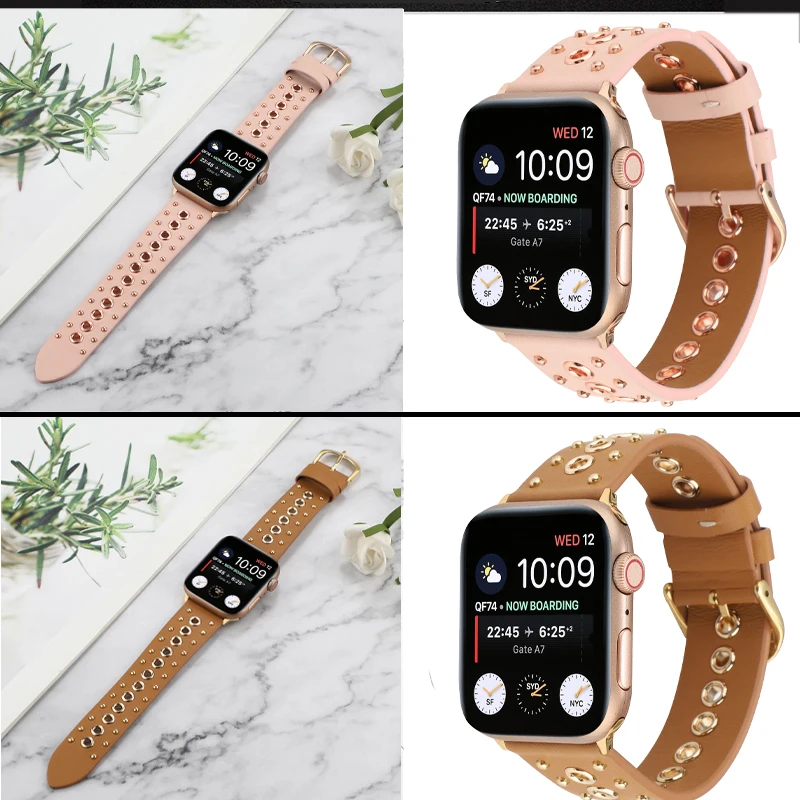 Leather Belt Strap For Apple Watch Bands 7 6 5 4 3 41mm 45mm 38/42mm bracelet For iWatch Band series 7 5 4 40mm 44mm Watchbands