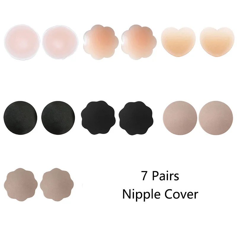 

10 Pairs Reusable Women Breast Petals Invisible Nipple Cover Silicone Push Up Sexy Backless Strapless Breast Cover Pasties