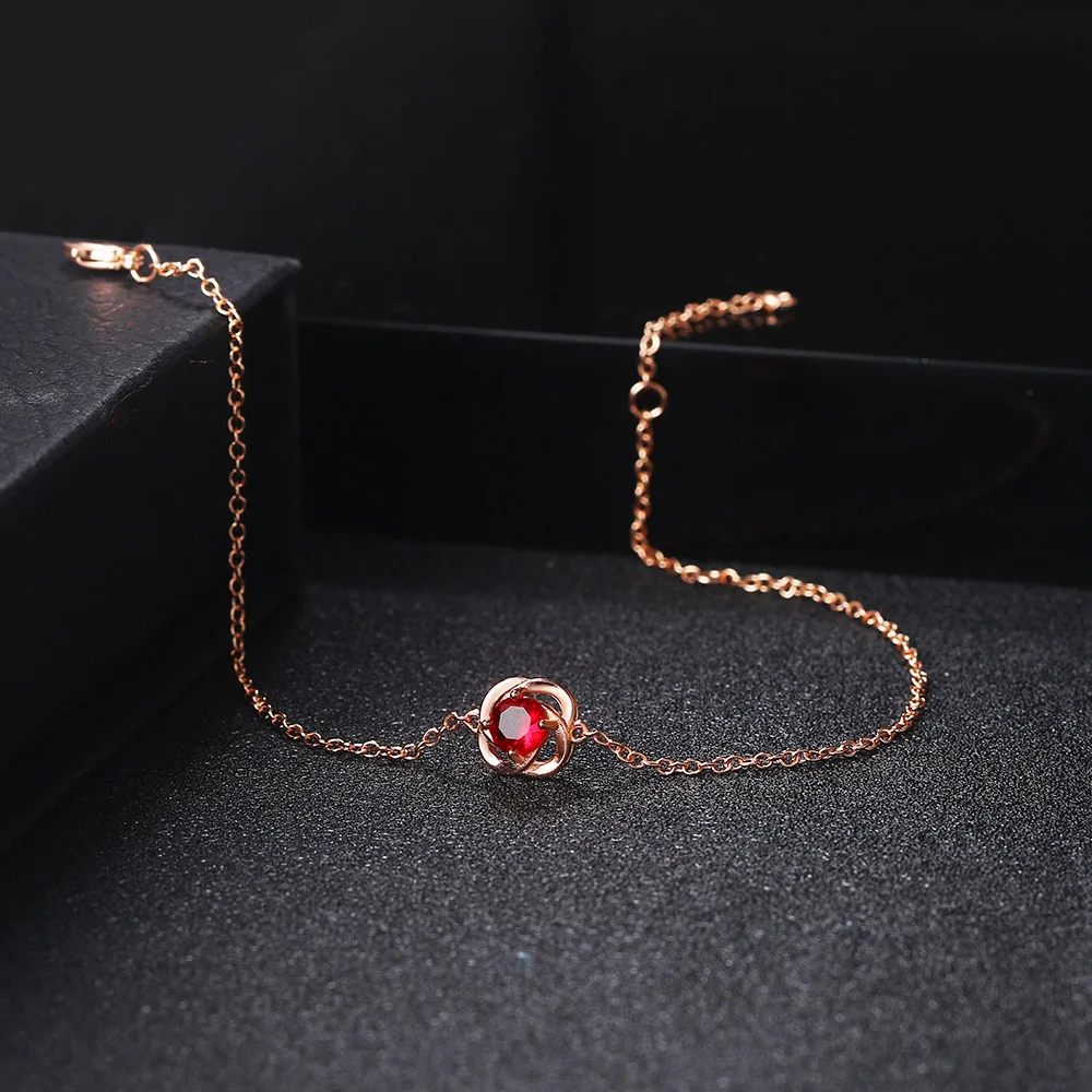 ZHOUYANG Rose Flower Bracelets For Women Girls Simple Red Zircon Rose Gold Color Trendy Birthday Gift Fashion Jewelry H014