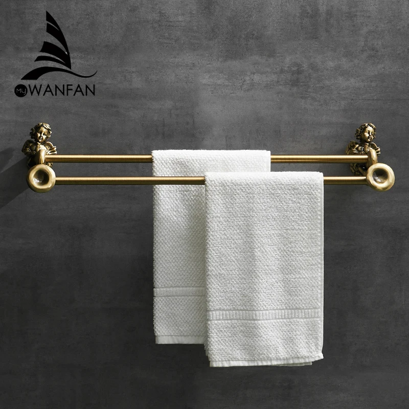 Bronze Color 2-Arm Towel Hanger Space Saving Towel Racks Classic Angel Home Deco Wall Mount Bathroom Shelf MB-0788B