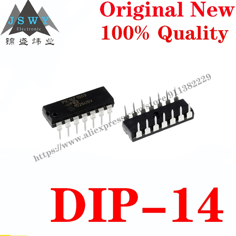 10~100PCS PIC16F1503-I/P DIP-14 Semiconductor 8-bit Microcontroller -MCU IC Chip for module arduino Free Shiping PIC 16F1503-I/P