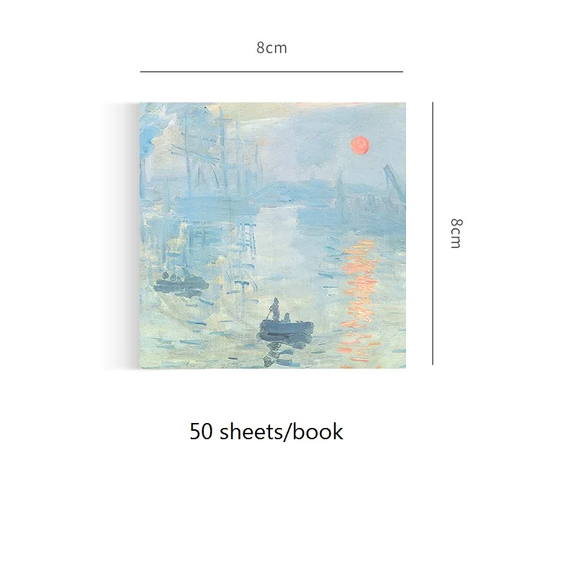 50 Sheets/kitap dünyaca ünlü resim serisi not kağıdı Monet iş yapışkan olmayan not kağıdı not kırtasiye dekorasyon dizüstü