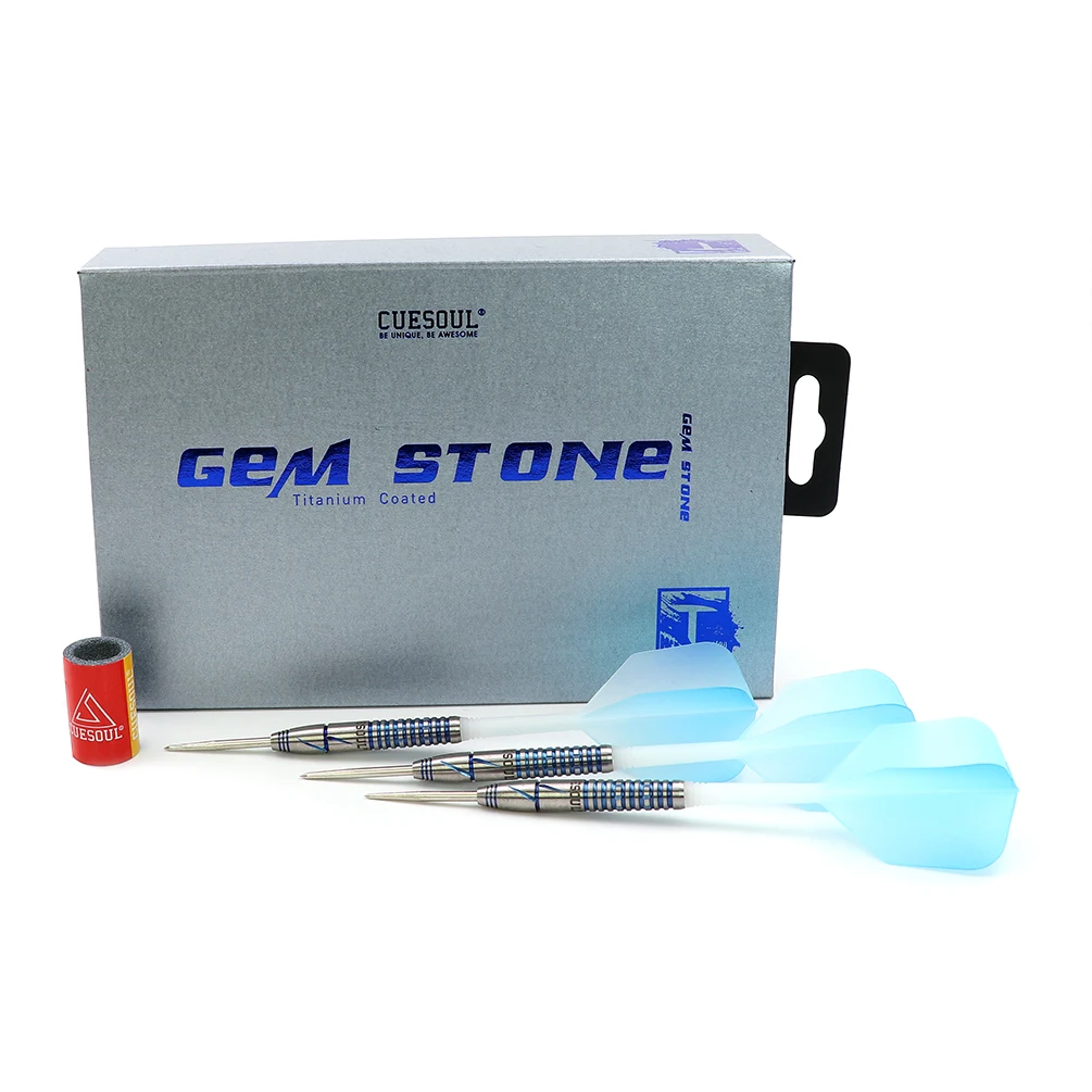 CUESOUL BLUE GEM STONE Uniformity Titanium Coated-21/22g Steel Tip Tungsten Darts
