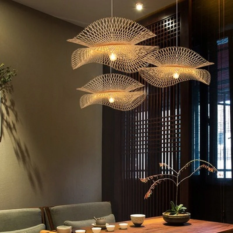 

Modern Black Wood E27 Bulb Bamboo Pendant Light Norbic Home Deco Bamboo Weaving Wooden Pendant Lamp