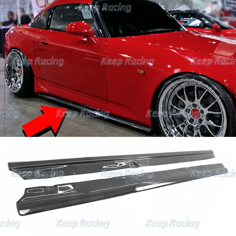 

Car Accessories Carbon Fiber Side Skirt Extension For Honda S2000 AP1 AP2 Glossy Finish Door Addon Fibre Splitter Auto Bodykit