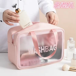 Neceser de viaje para mujer, bolsa portátil de PVC impermeable con cremallera transparente, estuche de maquillaje, Kit de lavado femenino