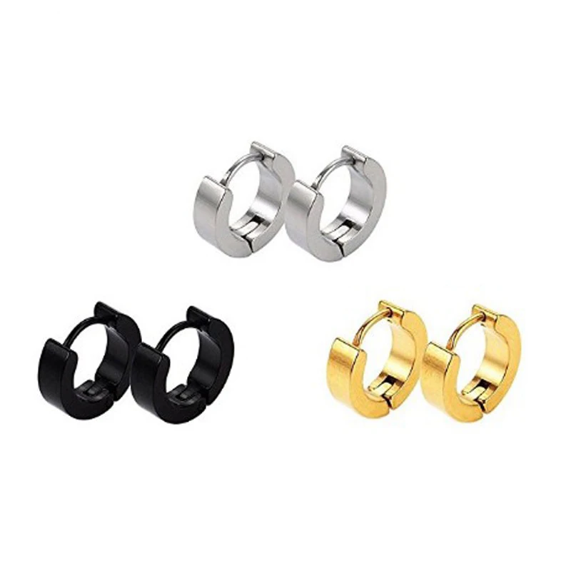 50pcs Punk Hoop Earrings Trendy Small Women Girl Coloful Round Circle Earring Anti-allergy Brinco Accessories Stainless Steel
