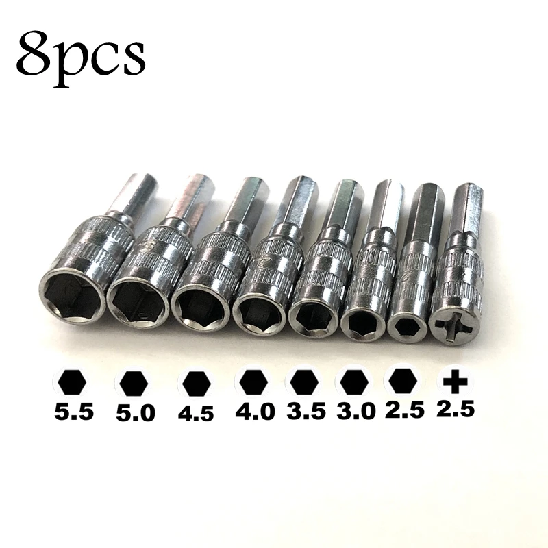 Juego de brocas métricas de 3/25 pulgadas H4 × 28mm, herramientas manuales de vástago Hexagonal, tuerca Hexagonal, M2.5, 3,0, 3,5, 4,0, 5,0, 5,5mm, 2 a 8 unidades