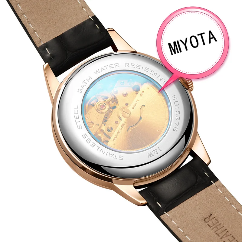 Sapphire MIYOTA Automatic Mechanical Watch Men Switzerland I&W Carnival Moon phase GMT Cowhide leather strap reloj hombre montre