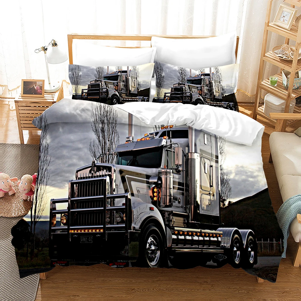 3D Printed Truck Duvet/Comforter Cover with Pillow Cover Bedding Set Single Double Twin Full Queen King Size for Bedroom Decor