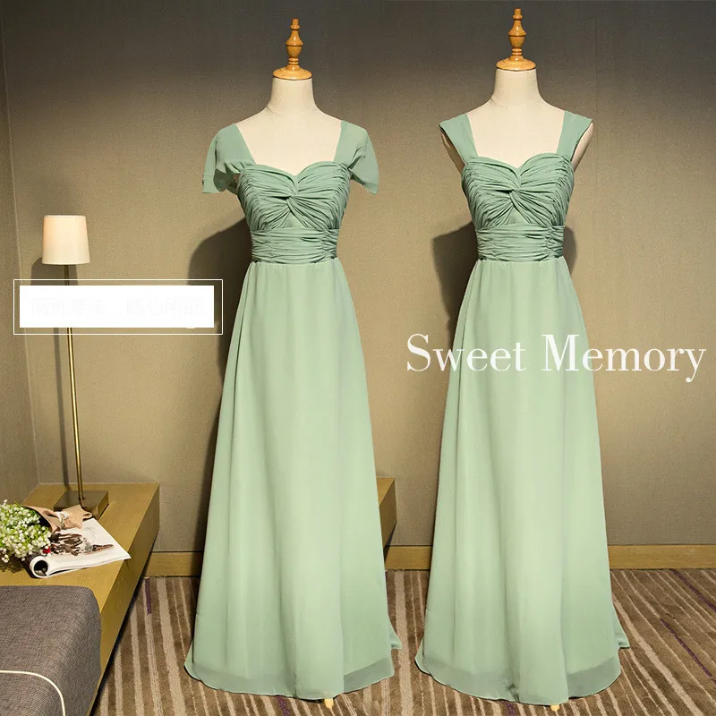 Reject Return Custom Made Green Evening Dresses Bride Sisters Guest Long Chiffon Dress Women Party Robe Bridesmaid Dresses