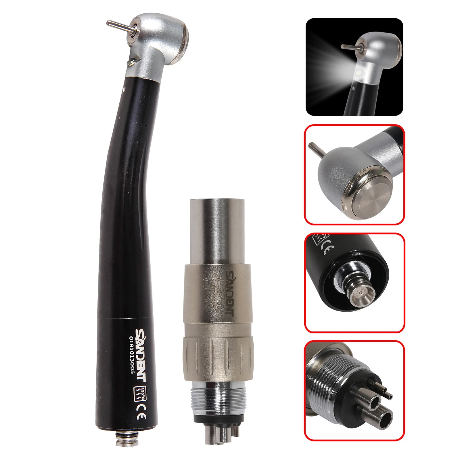 2pcs Dental handpiece turbine led NSK with 4 hole coupler E-generator standard Head push button Triple Water Spray dental tools