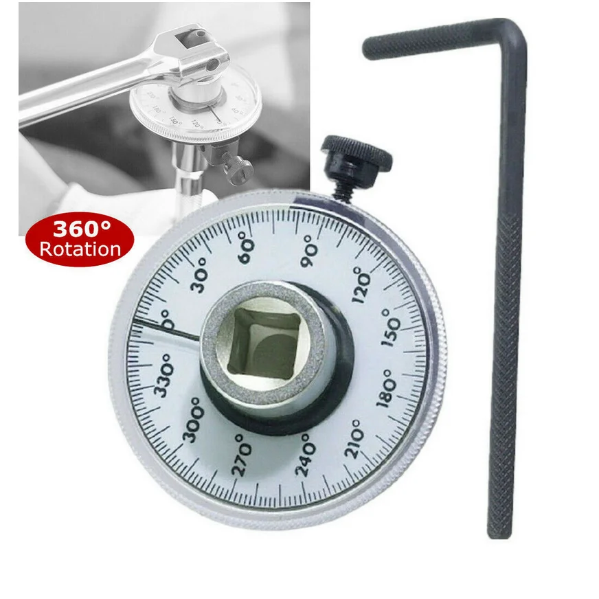 360° 1/2 Inch Angle Torque Gauge Torque Auto Measuring Instrument Adjustable Drive Torque Angle Gauge Hand Tools