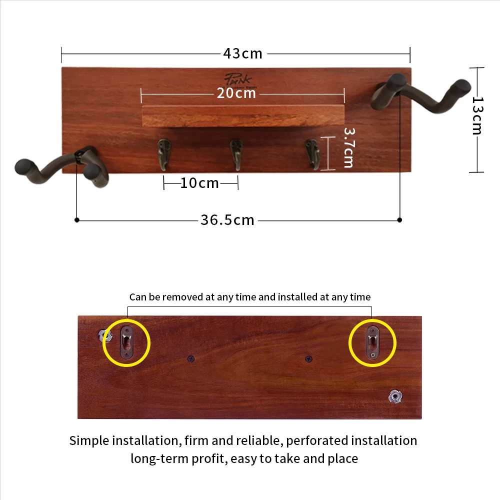 Guitar Wall Mount with 2 Rotatable Rubber Hook Guitar Holder Wall Stand Hanging Rack for Acoustic Guitar Guitar Accessories