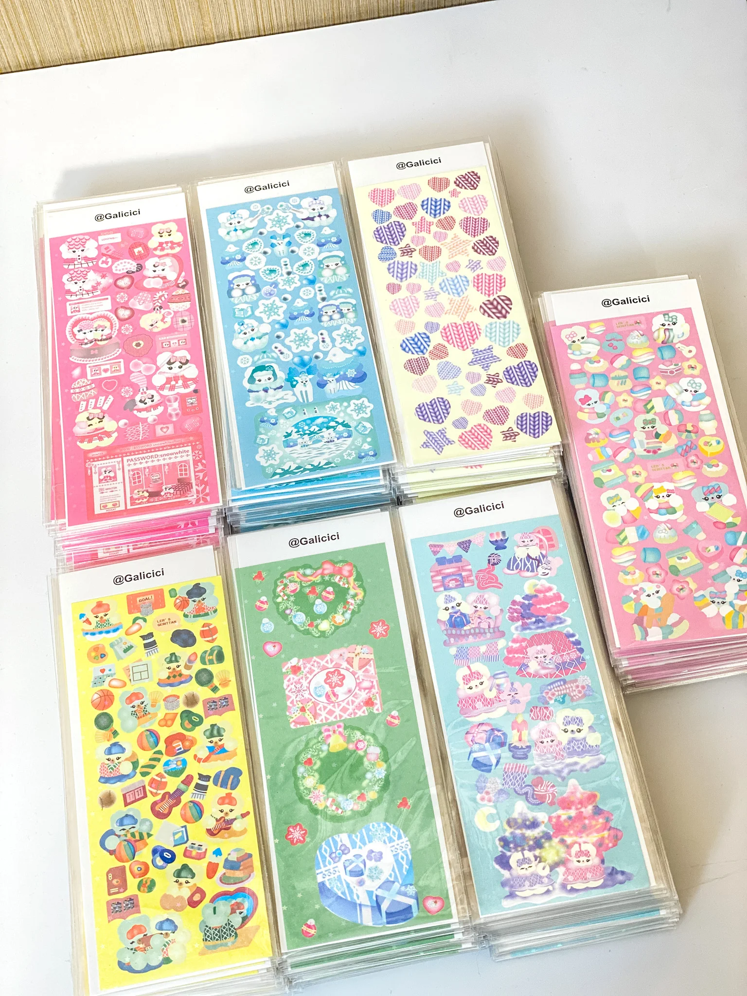 SKYSONIC New Arrival 7PCS Full Set Series Decorative Stickers Bear/Star Kawaii Kpop Idol Card Album Sticker Korean Stationery