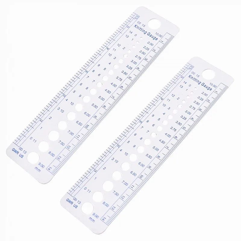 Hot Sell 2pc Knitting Accessories Needle Gauge Inch cm Ruler Tool 16x4cm Size(UK, US, Canada size) Sewing Tool  5BB5938