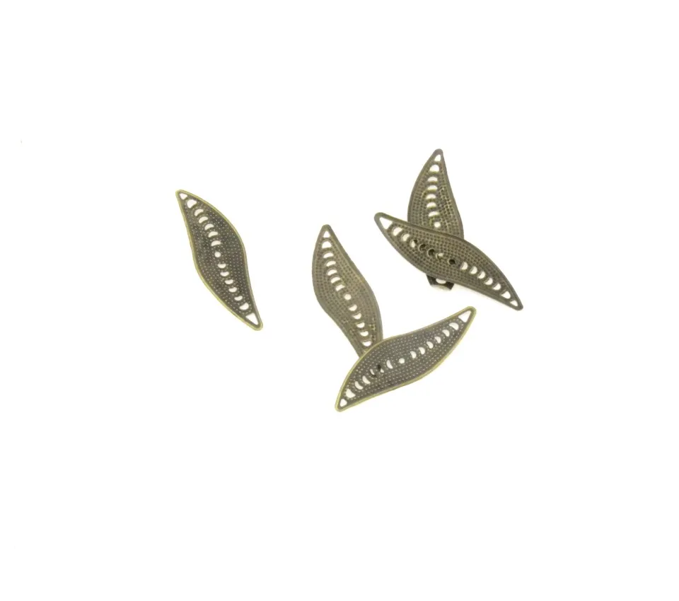 

Free shipping Retail 30Pcs Antique Bronze Filigree Leaf Wraps Connectors Metal Crafts Gift Decoration DIY Findings 33x10mm F0379