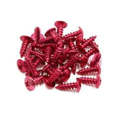 X Autochaux-Universal Red Motorcycle Cruz Cabeça, Auto Tapping Parafusos, Porca, Cabeça Redonda, 5mm Thread Diâmetro, 30Pcs, 50Pcs, 120Pcs