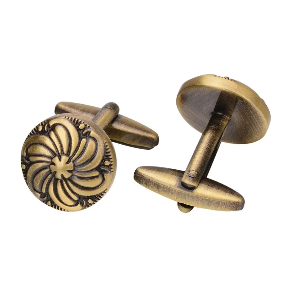 SAVOYSHI Classic Round Bronze Cufflinks for Mens Suit Shirt Cuff High quality Business Cuff links Brand Male Gift Free Engraving